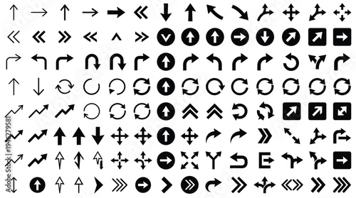 Huge collection of black arrow icons and pointers in different styles vector