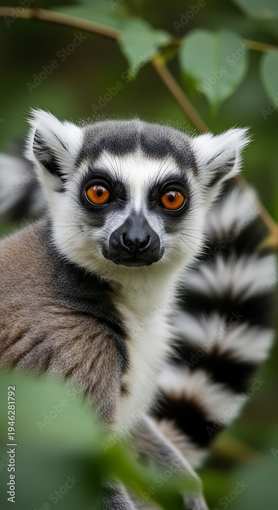 Fototapeta premium Amber Gaze, Verdant Embrace.