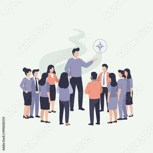 Business Team Meeting with Compass Direction.