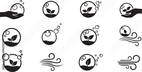 Earth Day icons with eco friendly globe illustrations