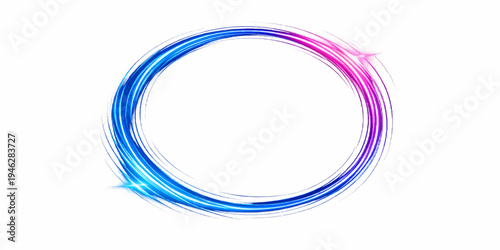 Colorful rainbow spiral round frame with a swirling wave pattern and decorative circular line element isolated on a white background
