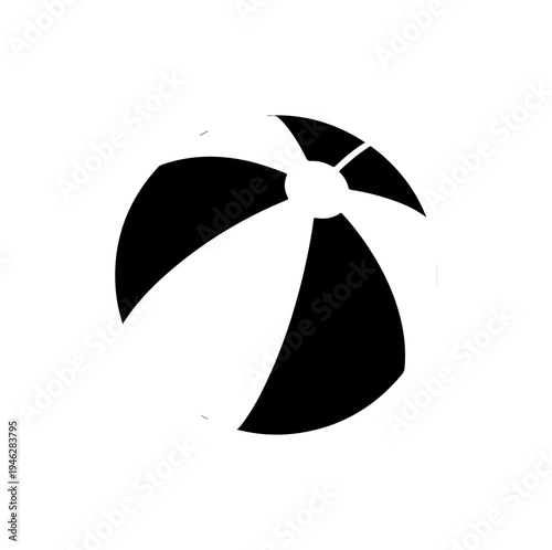 Silhouette of a stylized pinwheel or fan on a white background