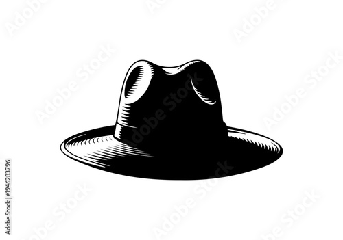Silhouette of a classic fedora hat