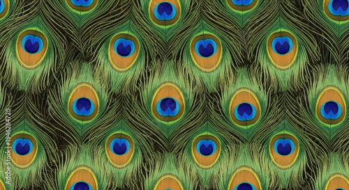 Vibrant peacock feathers display a stunning pattern of colorful eyespots.