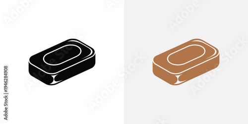 Black and brown soap bars with white outlines black soap