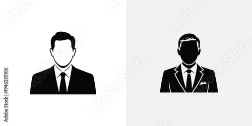 Black and white businessmen silhouettes suits ties