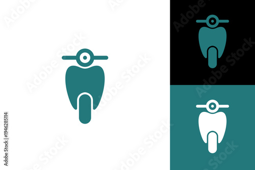 Creative Tooth and Scooter Logo Dental Delivery Icon Design