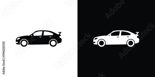 Black and white car silhouettes side by side vehicle