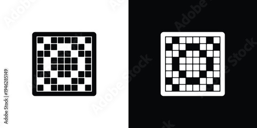 Black and white checkerboard patterns on tablets