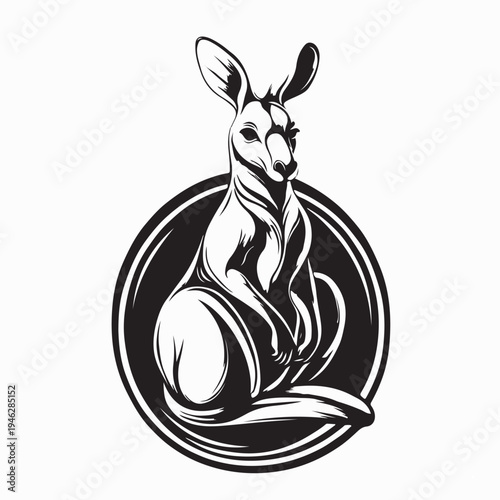 Kangaroo Silhouette Icon Isolated On White Background Vector