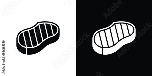 Black and white steak on split background meat food