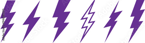 Purple lightning bolts on white background shapes