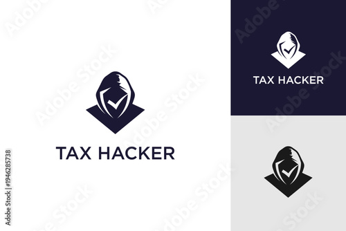 Hooded Hacker Symbol with Check Mark – Tech Security Branding