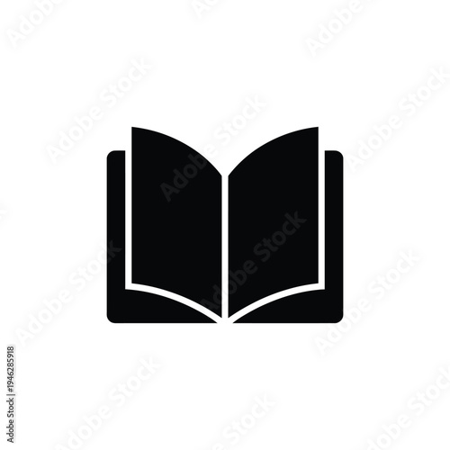 Black open book on white background black book symbol