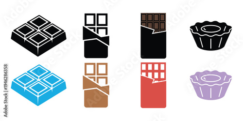 Colorful chocolate bars and muffins sweets desserts