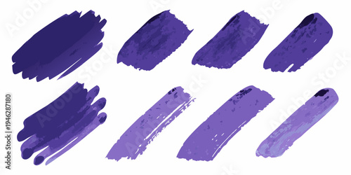 Abstract purple brushstrokes arranged in a grid pattern on white