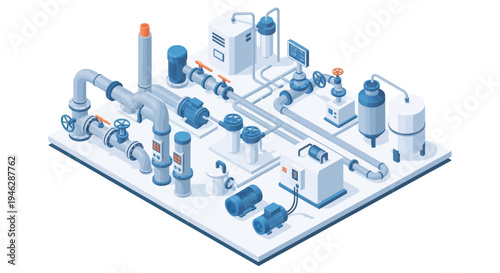 Industrial Water Treatment System Isometric View.