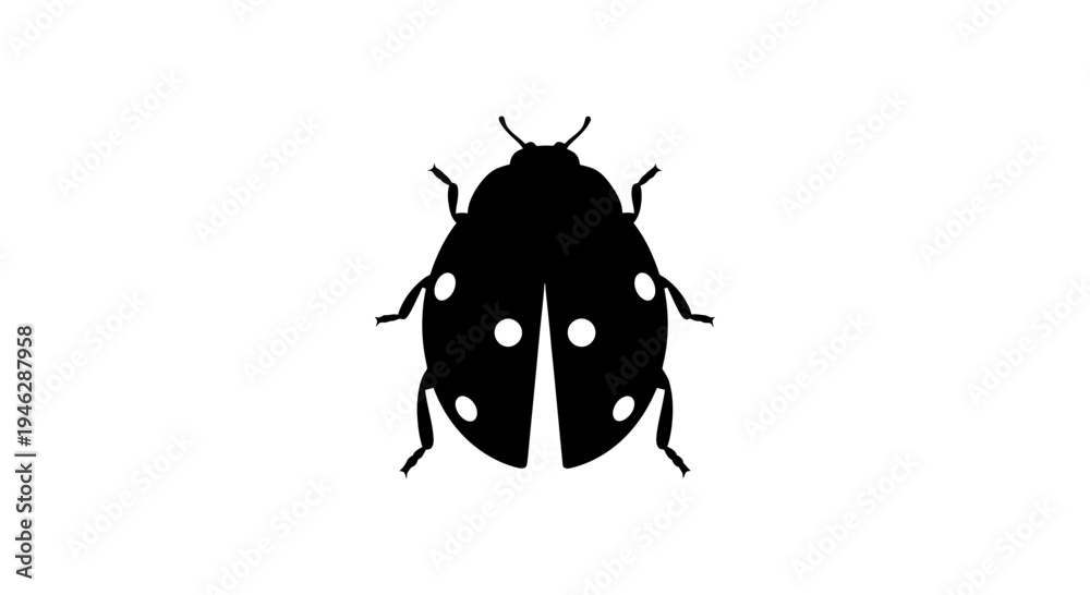 Obraz premium Black Ladybug Silhouette with White Spots.