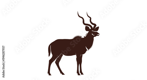 Silhouette of Antelope with Long Horns.