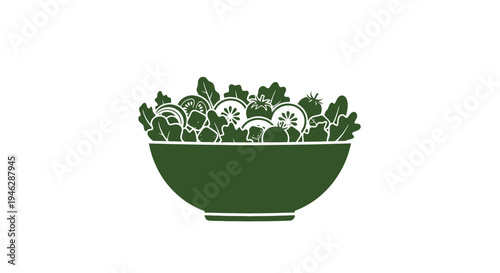 Green Salad in a Bowl Illustration.