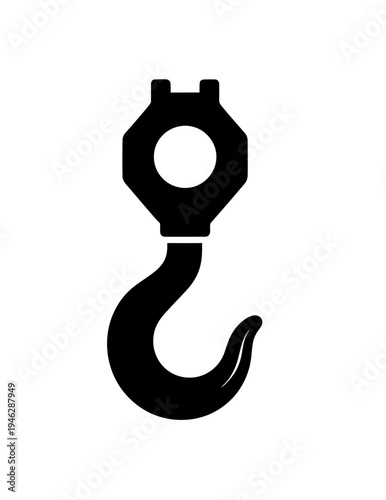 Black Crane Hook Isolated on White.