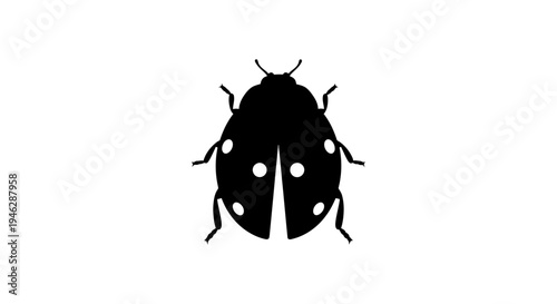 Black Ladybug Silhouette with White Spots.