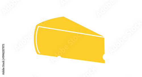 Yellow Cheese Block on White Background.