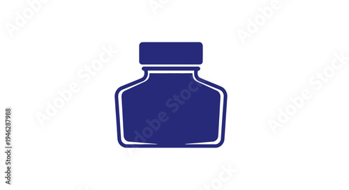 Blue Ink Bottle Icon Illustration Design.