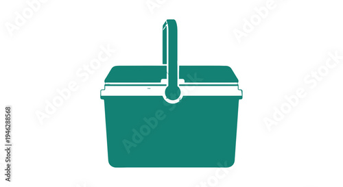 Green Plastic Cooler Box with Handle.
