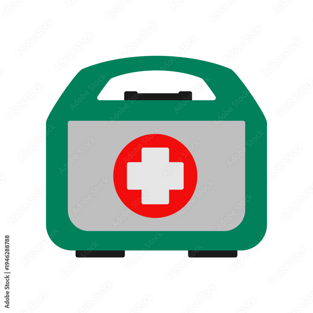 Fototapeta premium first aid box simple flat icon illustration