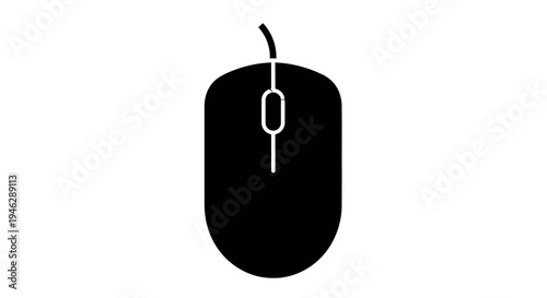 Black Computer Mouse with Cord.