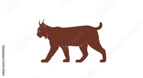 Brown Cat Silhouette Walking Profile View.