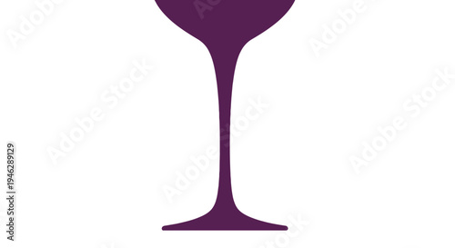 Purple Wine Glass on White Background.