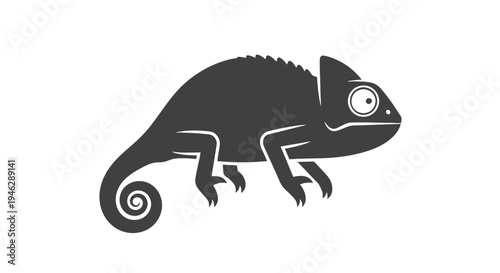 Black Silhouette of a Chameleon.