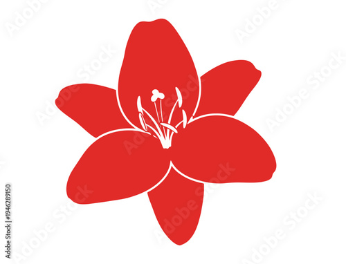 Red Flower Illustration with Five Petals.