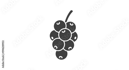 Bunch of Grapes Simple Black Illustration.