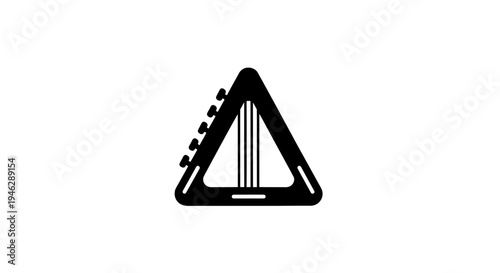 Simple Black Harp Icon Symbol.