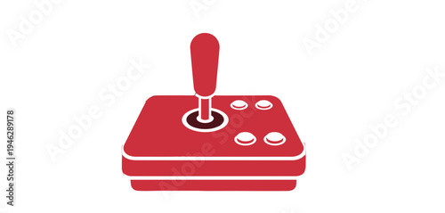 Red Retro Arcade Game Controller Illustration.