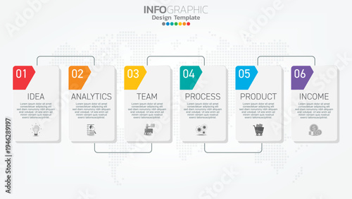 Infograph steps color element with arrow, chart diagram, business online marketing concept.