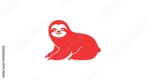 Red Sloth Illustration Simple Cartoon Character.