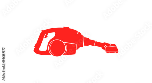 Red Chainsaw Illustration with White Outlines.