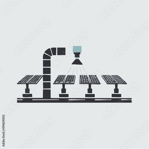 solar panel cleaning system with water spray nozzle