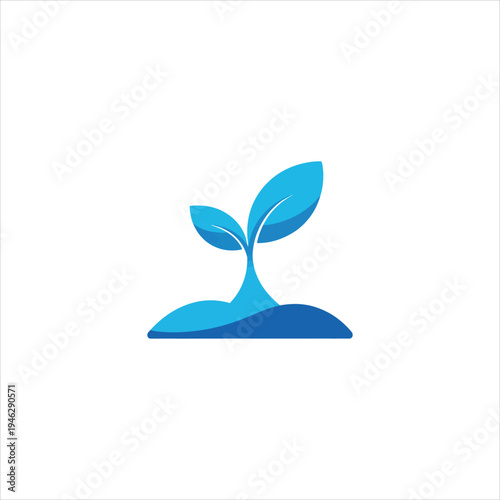 A blue plant sprout growing out of the ground