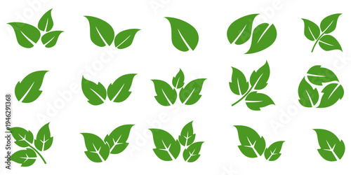 Leaf vector symbol, leaf illustration or leaf emoji in flat style. Spring leaf design, ecological nature theme.