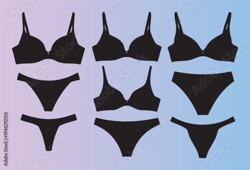 Assorted collection of womens lingerie bras and underwear silhouettes