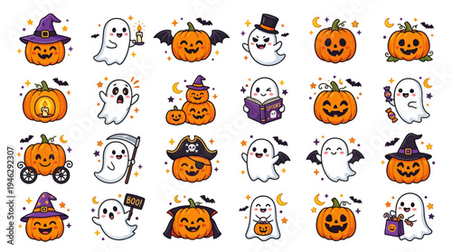 Halloween Pumpkin Faces Vector Collection | 30 Jack‑o’‑Lantern Expressions | Spooky Scary Happy Playful Angry Designs | Seasonal Carving Inspiration Vector Artwork | Festive Decoration