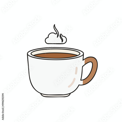 A steaming cup of coffee with a light cream or foam on top