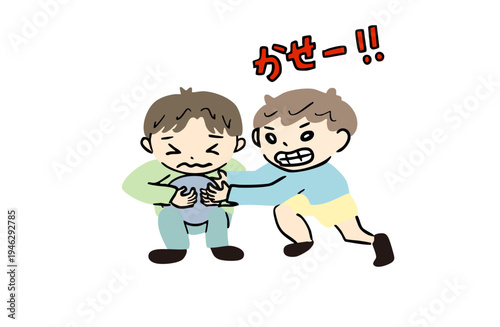無理やりおもちゃを取るこども