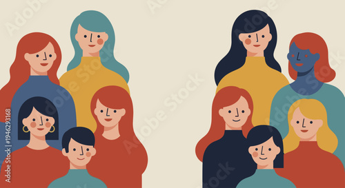 Diverse group of people standing together celebrating unity and diversity.