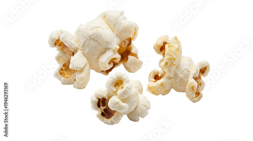 Cuadro en lienzo Freshly popped, fluffy popcorn kernels captured dynamically, isolated on a transparent background for versatile design